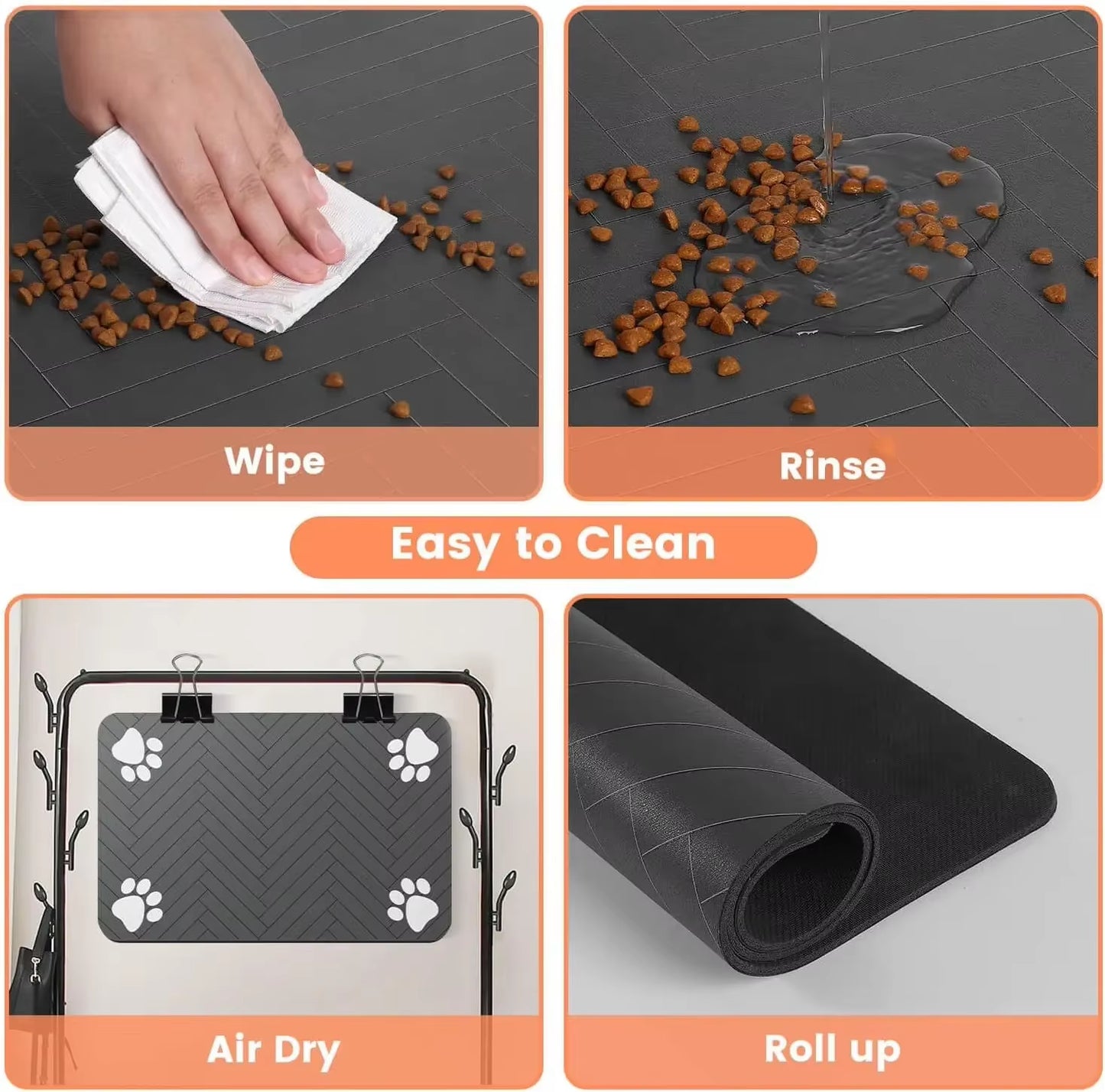 Pet Feeding Mat-Absorbent Pet Placemat for Food and Water Bowl with Waterproof Rubber Backing Quick Dry Water Mat for Dog Cat