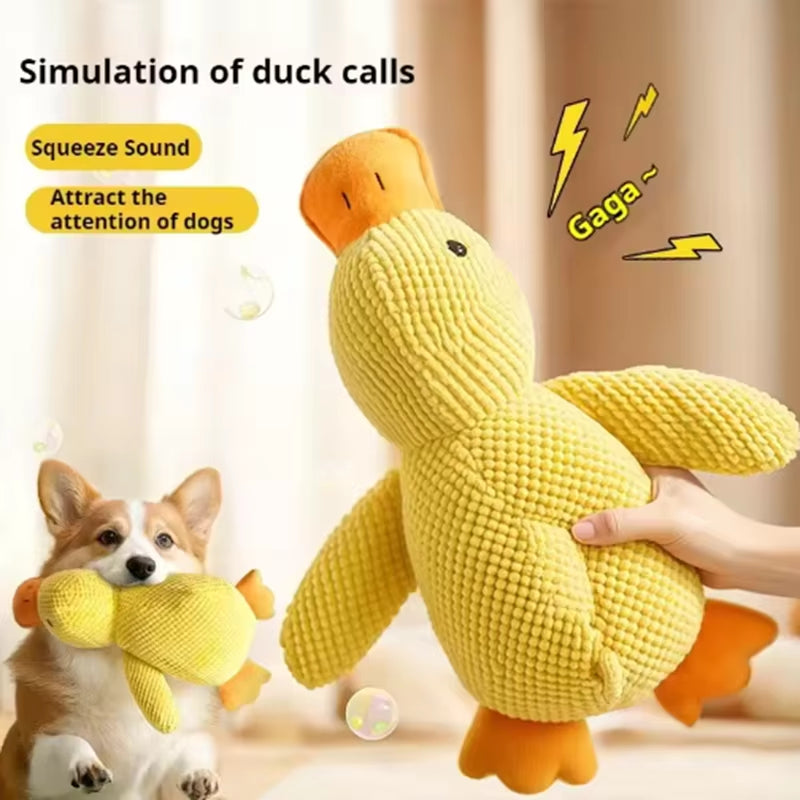 Dog Sleeping with a Dog Hug Duck Toys to Relieve Boredom of Little Yellow Duck Pet Interactive Plush Doll Pet Supplies