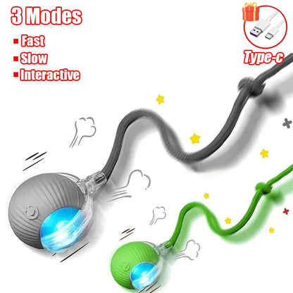 New Cat Interactive Ball Toy Automatic Rolling Ball Faux Tail Rechargeable Smart Pet Electric Toy Dog Cat Training Imitate Mouse