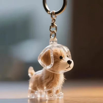 Transparent Dog Hair Storage Container Adorable Pet Keepsake Capsule Pendant with Key Ring for Pet Lovers DIY Memorial Keychain