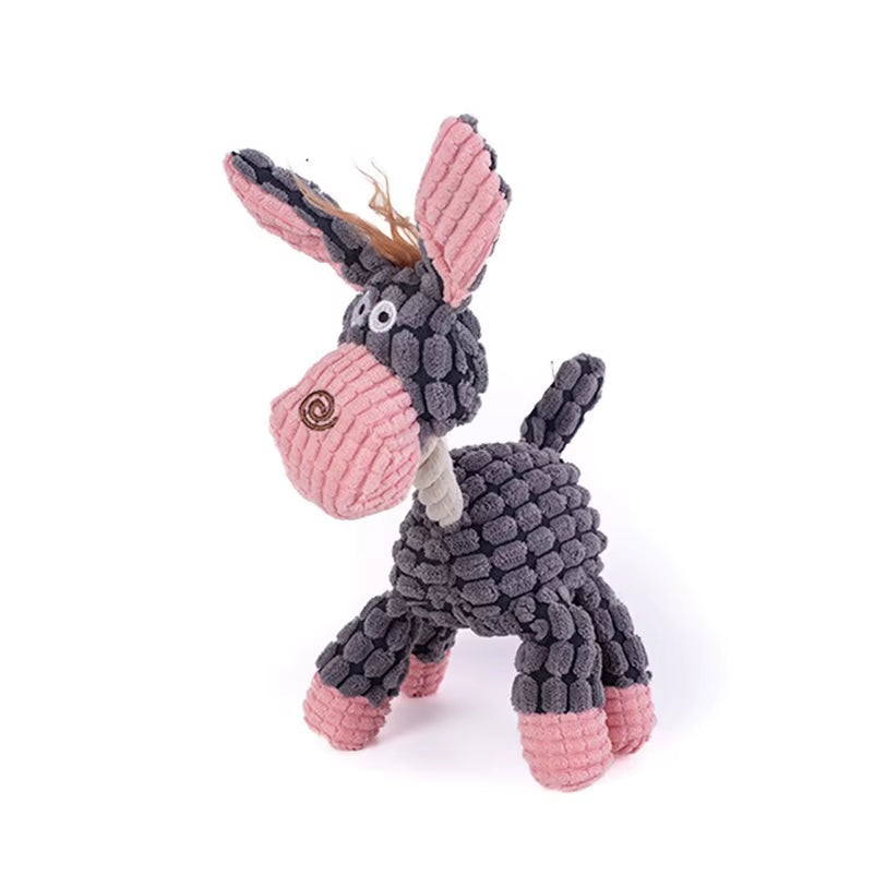 Hot New Arrival Pet Cat Dog Sound Toy Cotton Rope Creative Donkey Plush Bite Training Interactive Pet Toy for Dog Cat Grey Brown