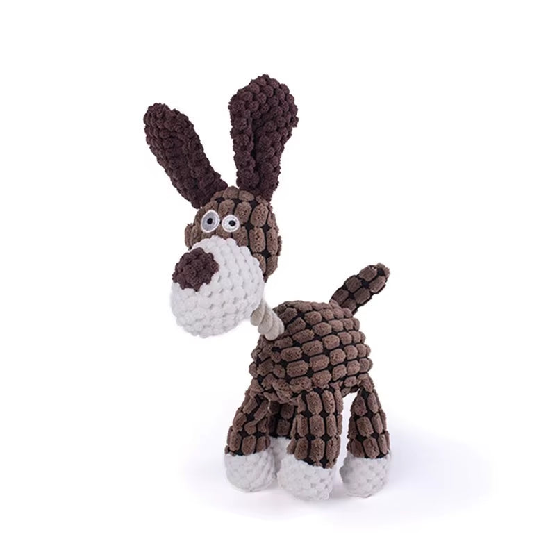 Hot New Arrival Pet Cat Dog Sound Toy Cotton Rope Creative Donkey Plush Bite Training Interactive Pet Toy for Dog Cat Grey Brown