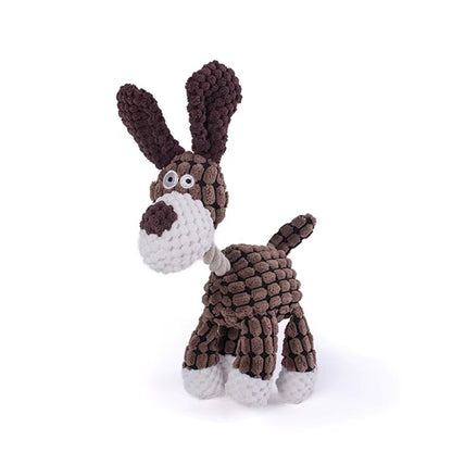 Hot New Arrival Pet Cat Dog Sound Toy Cotton Rope Creative Donkey Plush Bite Training Interactive Pet Toy for Dog Cat Grey Brown