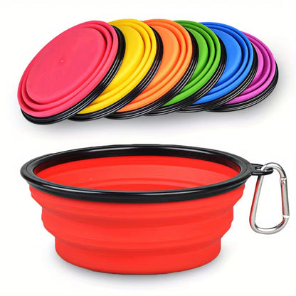 Dog Folding Bowl Portable Dog Travel Bowl Dog Food Water Bowl for Outdoor Walking Silicone Dog Food Water Bowl with Bowl Lip