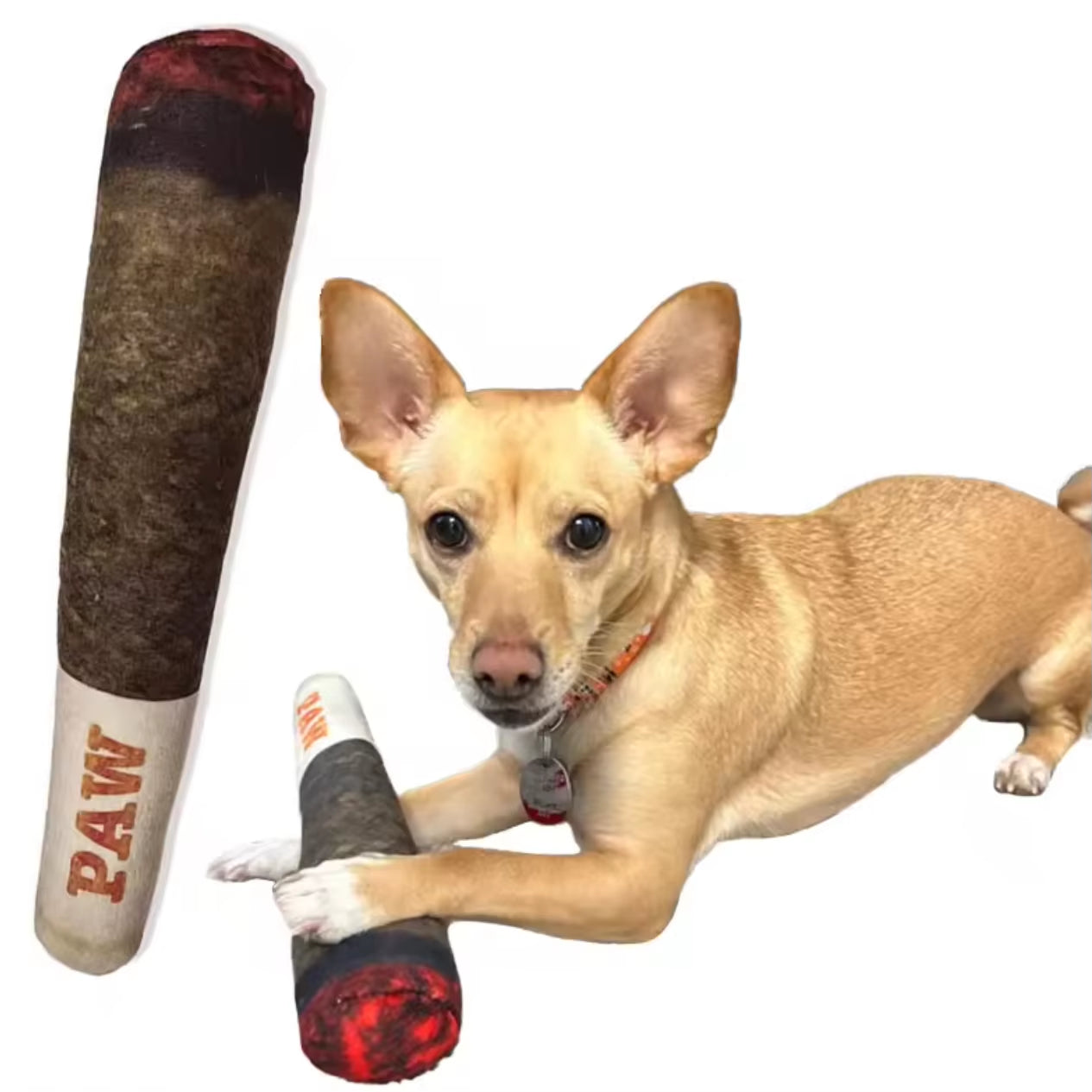 Funny Interactive Dog Toys - Cigar Design Plush Squeaky Pet Toys Grinding Teeth Creative Chew Toy for Small Medium Dog