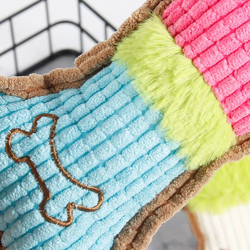 1Pc Dog Squeaky Toys, Bones Plush Dogs Chew Toy for Small Medium Breed Puppy Aggressive Chewer Pets Puppy Playing Cleaning Teeth