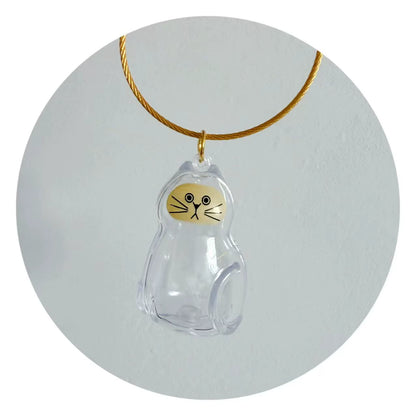 Transparent Dog Hair Storage Container Adorable Pet Keepsake Capsule Pendant with Key Ring for Pet Lovers DIY Memorial Keychain