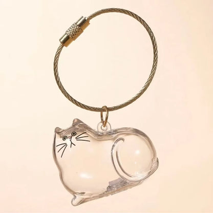 Transparent Dog Hair Storage Container Adorable Pet Keepsake Capsule Pendant with Key Ring for Pet Lovers DIY Memorial Keychain