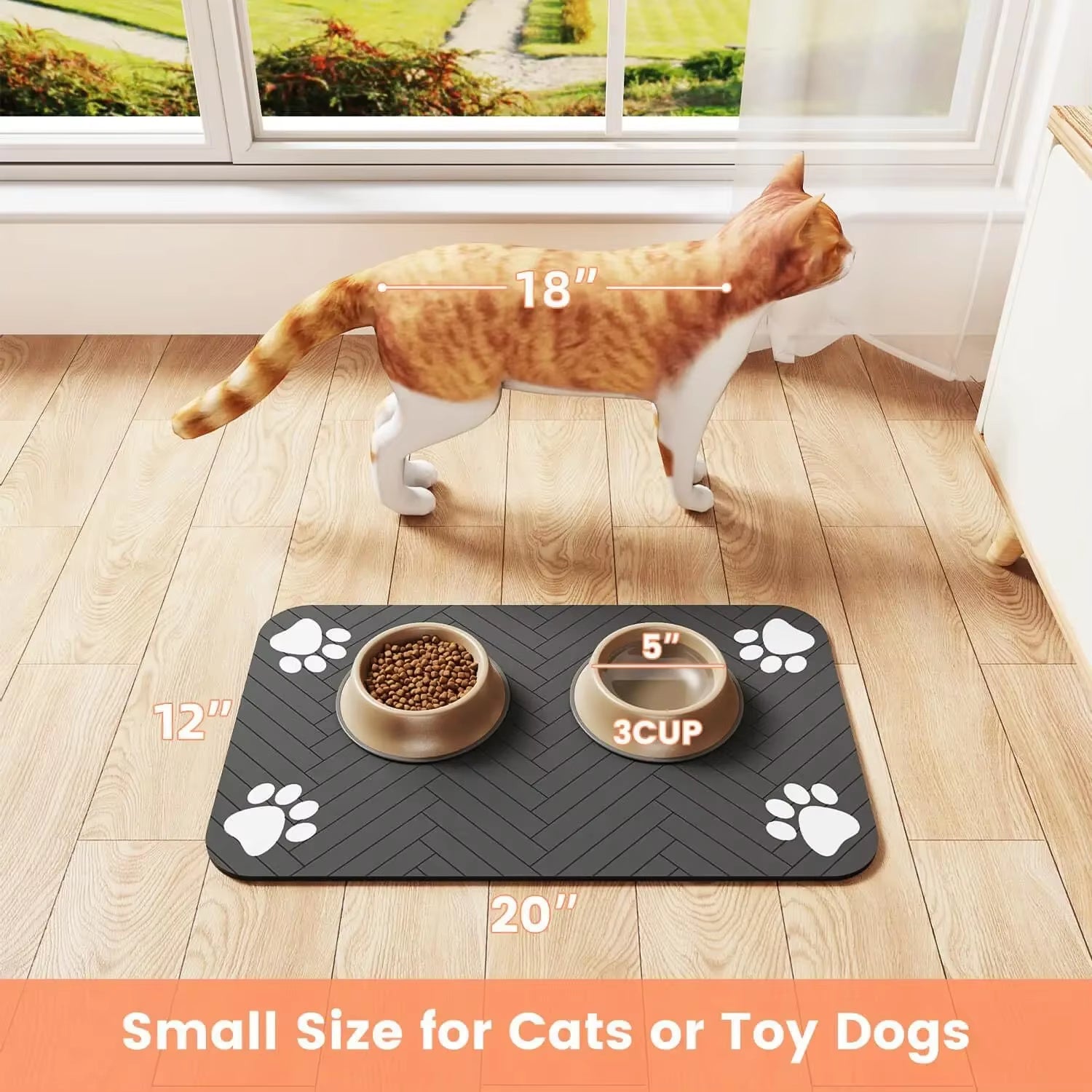 Pet Feeding Mat-Absorbent Pet Placemat for Food and Water Bowl with Waterproof Rubber Backing Quick Dry Water Mat for Dog Cat