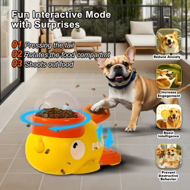 Dog, Cat, Pet Feeder, Little Yellow Duck, Interactive Puzzle Dog Feeding Machine, Puppy, Missing Food Toy, Anti-Slip Bottom