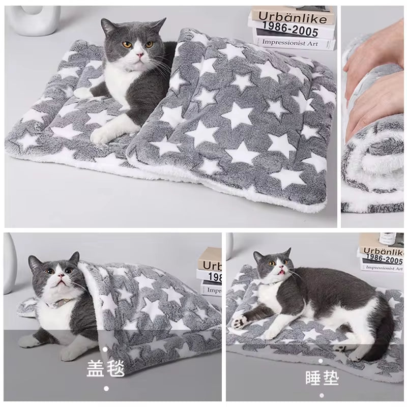 Flannel Pet Sleeping Mat Dog Bed Cat Litter Puppy Bed Dog Sofa Lovely Mattress Cushion for Small Large Dog Blanket for Winter